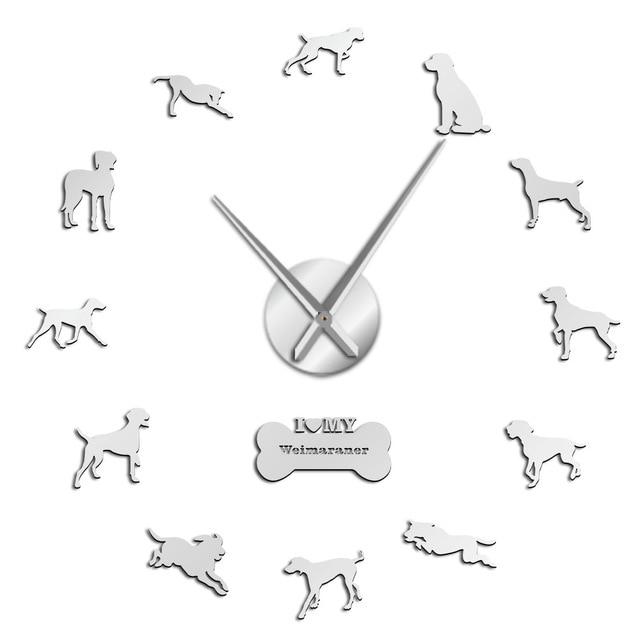 Wall Clocks - Weimaraner Vorstehhund Dog Large Frameless DIY Wall Clock