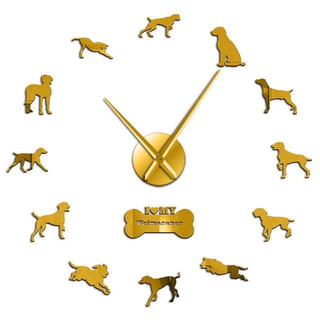 Wall Clocks - Weimaraner Vorstehhund Dog Large Frameless DIY Wall Clock