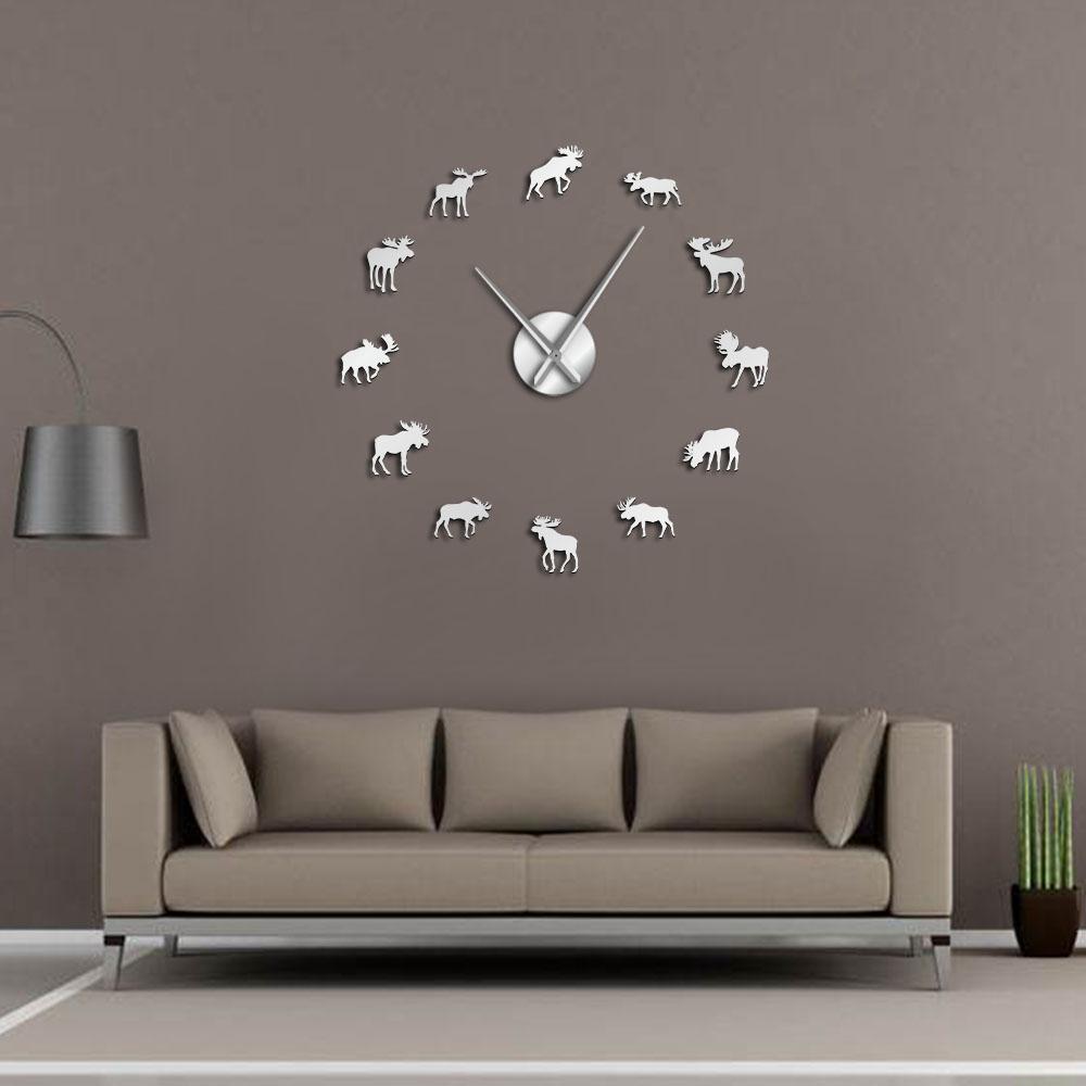 Wall Clocks - Wildlife Moose Nature Animal Large Frameless DIY Wall Clock