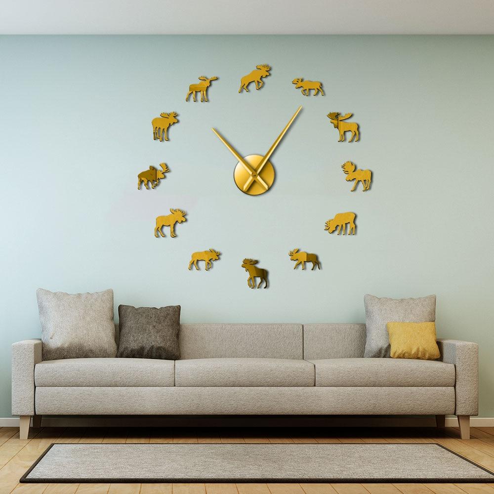 Wall Clocks - Wildlife Moose Nature Animal Large Frameless DIY Wall Clock