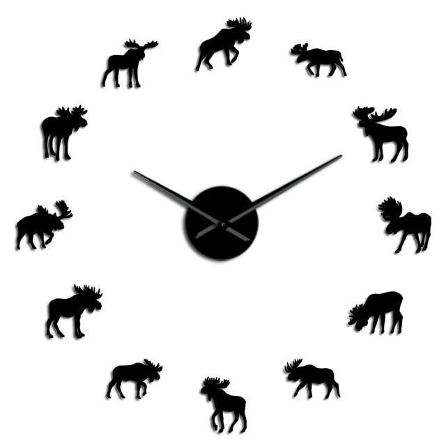 Wall Clocks - Wildlife Moose Nature Animal Large Frameless DIY Wall Clock