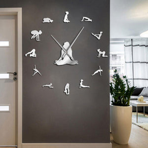 Yoga Poses Find Your Balance Meditation Large Frameless DIY Wall Clock