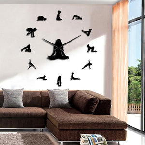 Yoga Poses Find Your Balance Meditation Large Frameless DIY Wall Clock