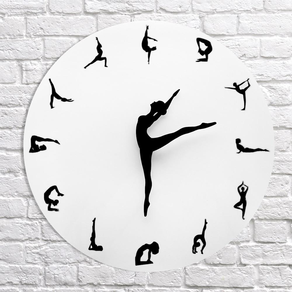 Yoga Postures Flexible Girl Moving Leg Wall Clock Watch