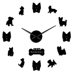 Wall Clocks - Yorkshire Terrier Large Frameless DIY Wall Clock Yorkie Lover Gift