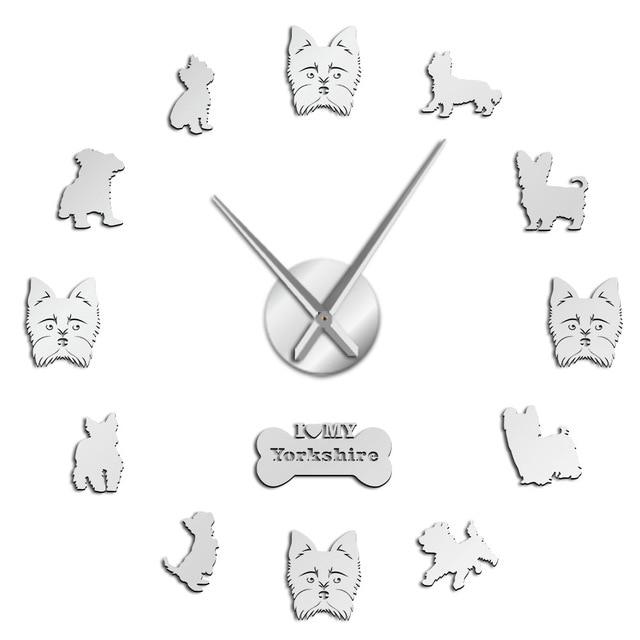 Wall Clocks - Yorkshire Terrier Large Frameless DIY Wall Clock Yorkie Lover Gift