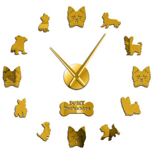 Wall Clocks - Yorkshire Terrier Large Frameless DIY Wall Clock Yorkie Lover Gift